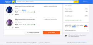Flipkart Cart page