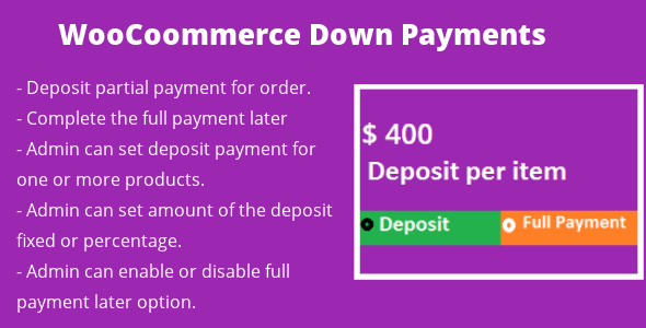 Woocommerce Down Payment