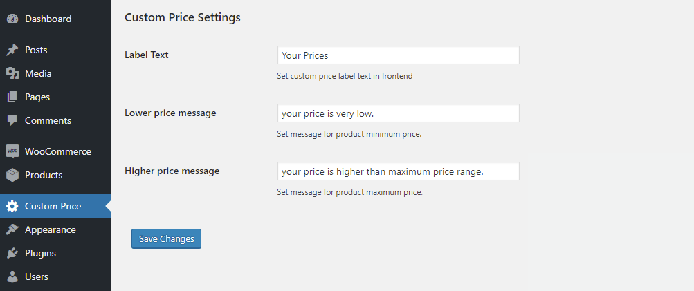 Woocommerce Product Custom Price