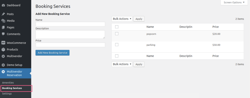 multivendor booking addon